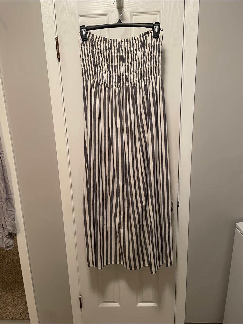 Universal Thread Black and White Striped Smocked Maxi Skirt
